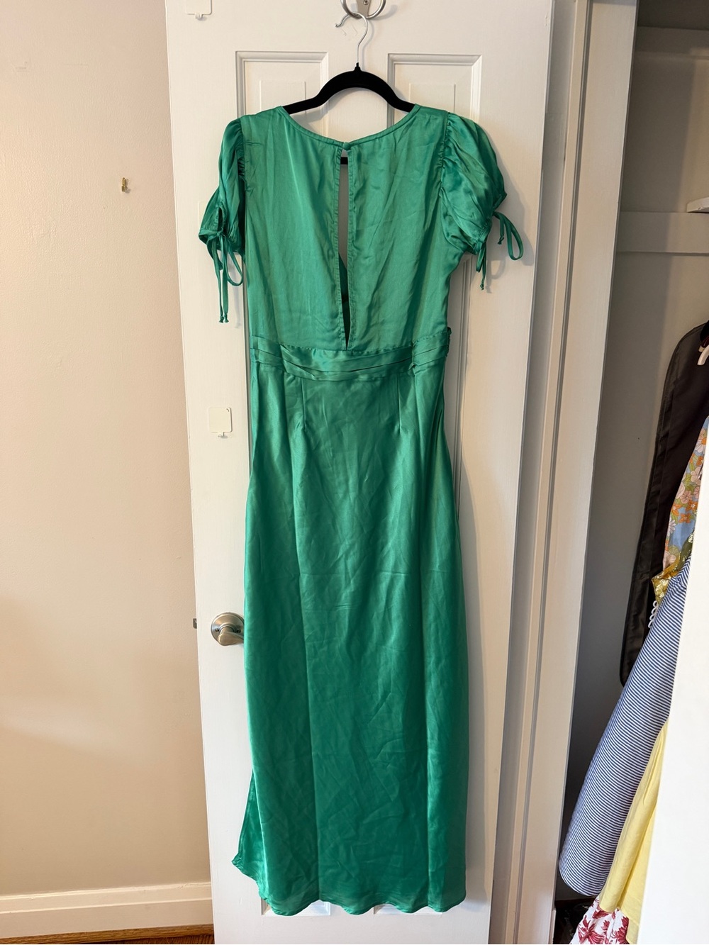 Free People Cooper Embroidered Satin Maxi Dress In Green - Picture 4 of 5